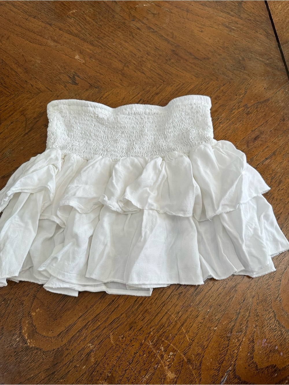 SHEIN White Tiered Ruffle Mini Skirt - Smocked Waist